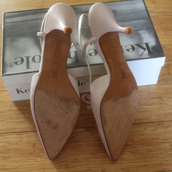 Kenneth Cole Vintage 1990s Ballet Light Pink Heels Pointy Toe Size 10 Bow Detail - Picture 2 of 4